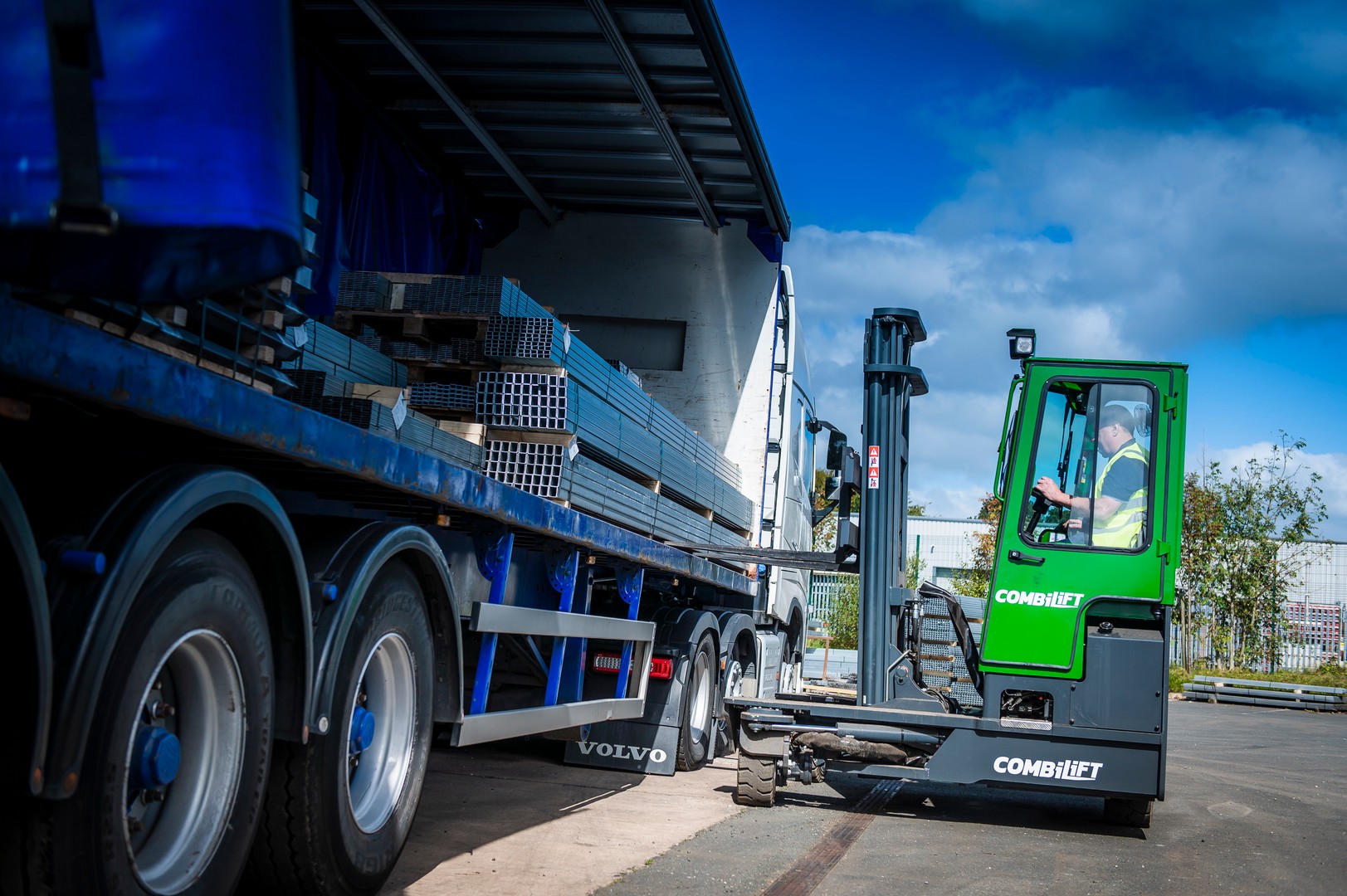 Steel sections being loaded for delivery